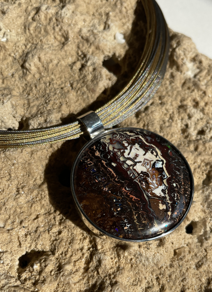 Koroit-Opal Anhänger ca.38 mm in 925 Silber
